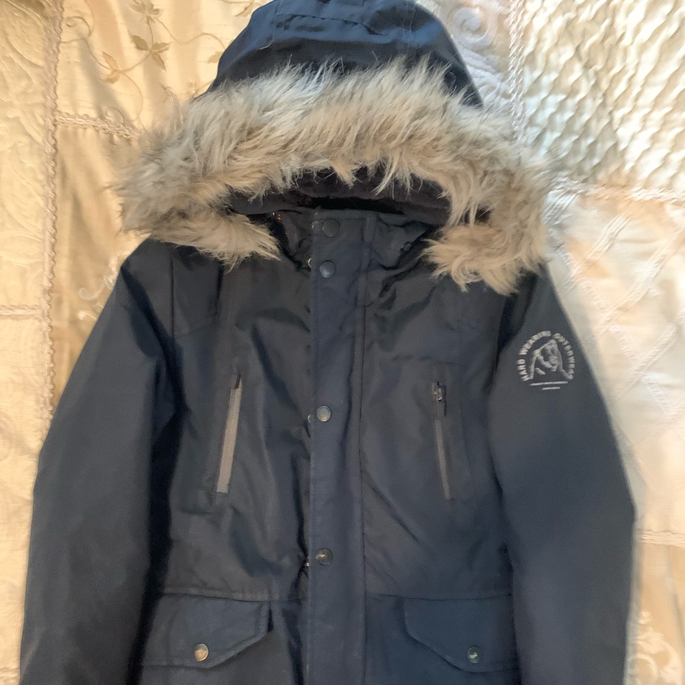 Zara size 8 boys down winter jacket. Navy blue
